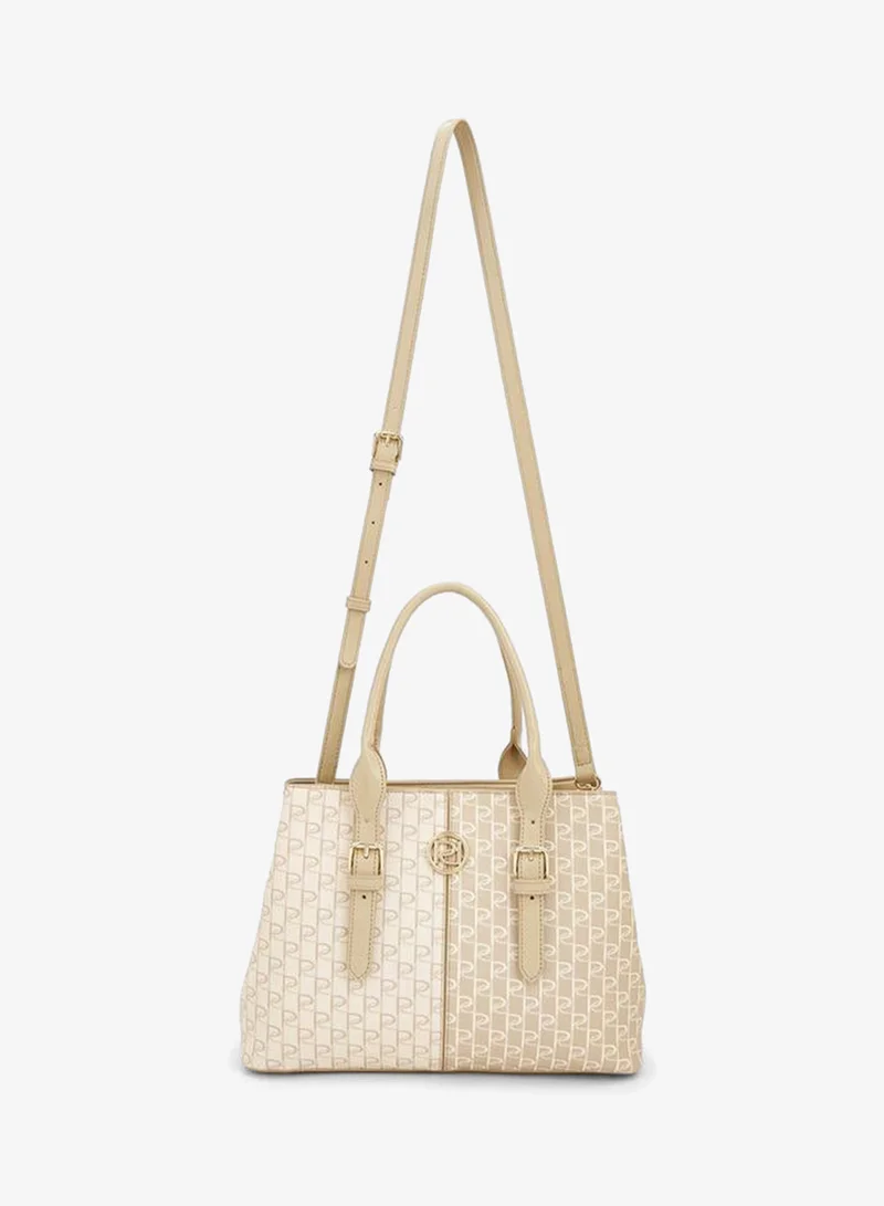 بابريكا Monogram Print Tote Bag With Double Handles