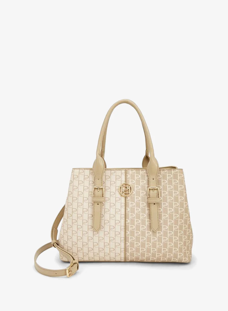 بابريكا Monogram Print Tote Bag With Double Handles