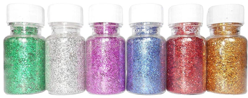 Hobby Tek Hobby Tek Multicolor Glitter Sparkle Powder for Art Craft Pack of 6 Color 15g Each Color 