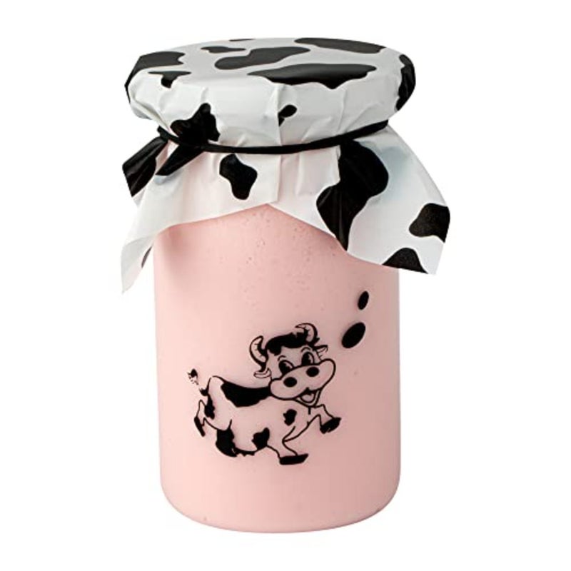 - 4.5 Inch x 4 Inch Yogurt Jar Wrappers, 500 With Rubber Band Wrappers for Pudding Containers - Grease Resistant, Disposable, Cow Print Plastic Chia Pudding Jar Covers, Reuseable, - Image 1