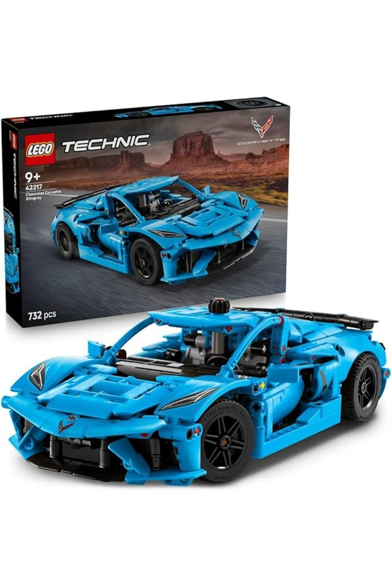LEGO لعبة سيارة سباق LEGO Technic شيفروليه كورفيت ستينغراي الزرقاء - مجموعة نموذجية مع محرك 8 أسطوانات متحرك وفرق - هدية قابلة للجمع للأولاد والبنات من عمر 9 سنوات وما فوق - 42217 - Image 1