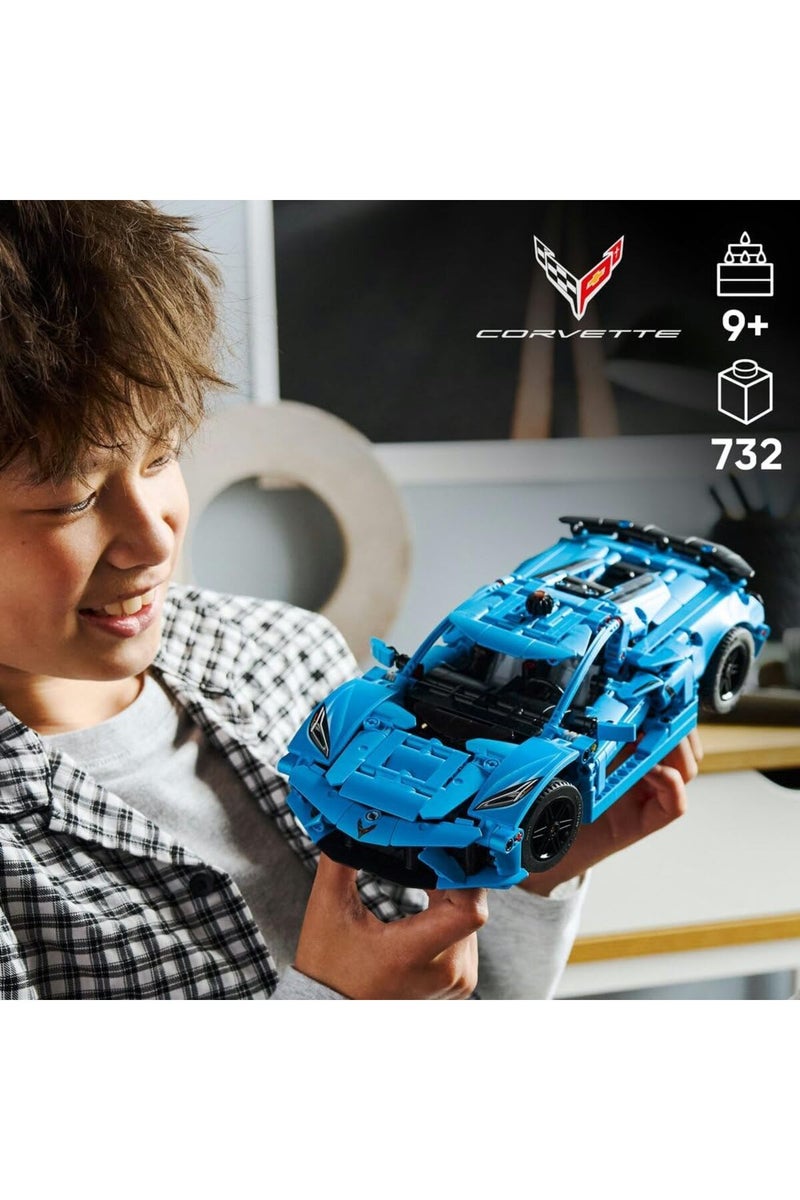LEGO لعبة سيارة سباق LEGO Technic شيفروليه كورفيت ستينغراي الزرقاء - مجموعة نموذجية مع محرك 8 أسطوانات متحرك وفرق - هدية قابلة للجمع للأولاد والبنات من عمر 9 سنوات وما فوق - 42217 - Image 3