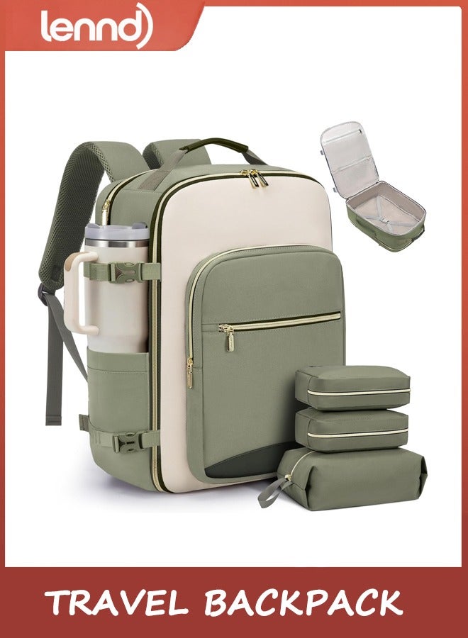 LENND 40L Travel Backpack, Airline Approved Carry On Luggage with 3 Packing Cubes, TSA Overnight Bags, Waterproof Personal Item Bag, Weekender Essentials Backpacks fits 17" Laptop - Image 1