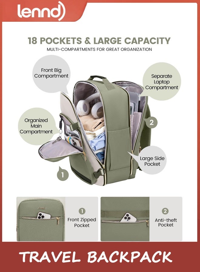 LENND 40L Travel Backpack, Airline Approved Carry On Luggage with 3 Packing Cubes, TSA Overnight Bags, Waterproof Personal Item Bag, Weekender Essentials Backpacks fits 17" Laptop - Image 4