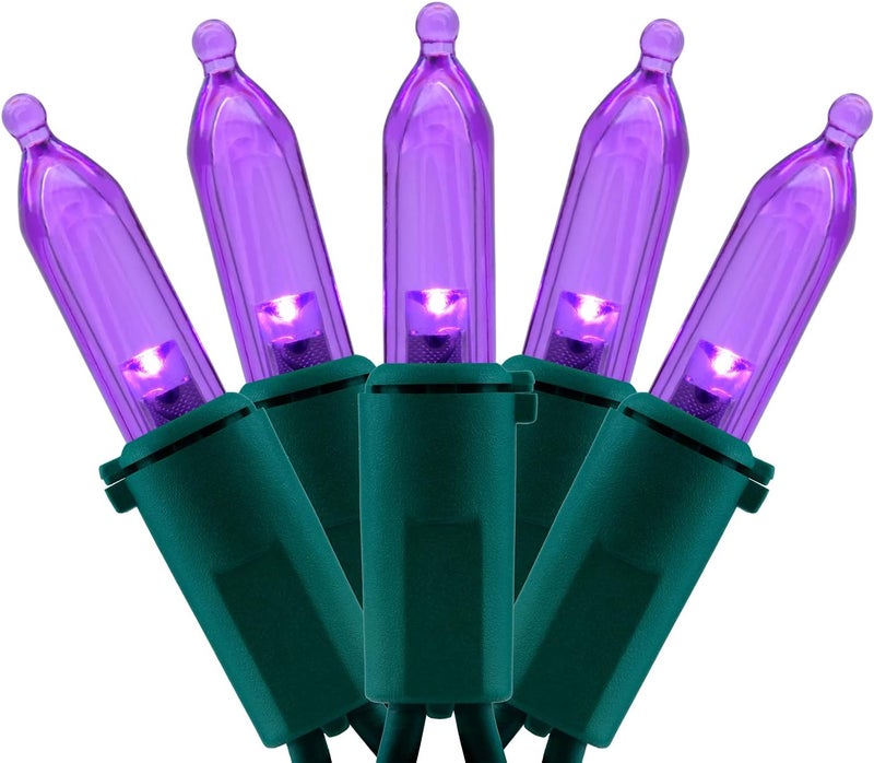 YULETIME 200 Count Purple LED Christmas Lights, 66 Feet Green Wire UL Certified Commercial Grade Holiday String Light Set (Purple) - Image 1