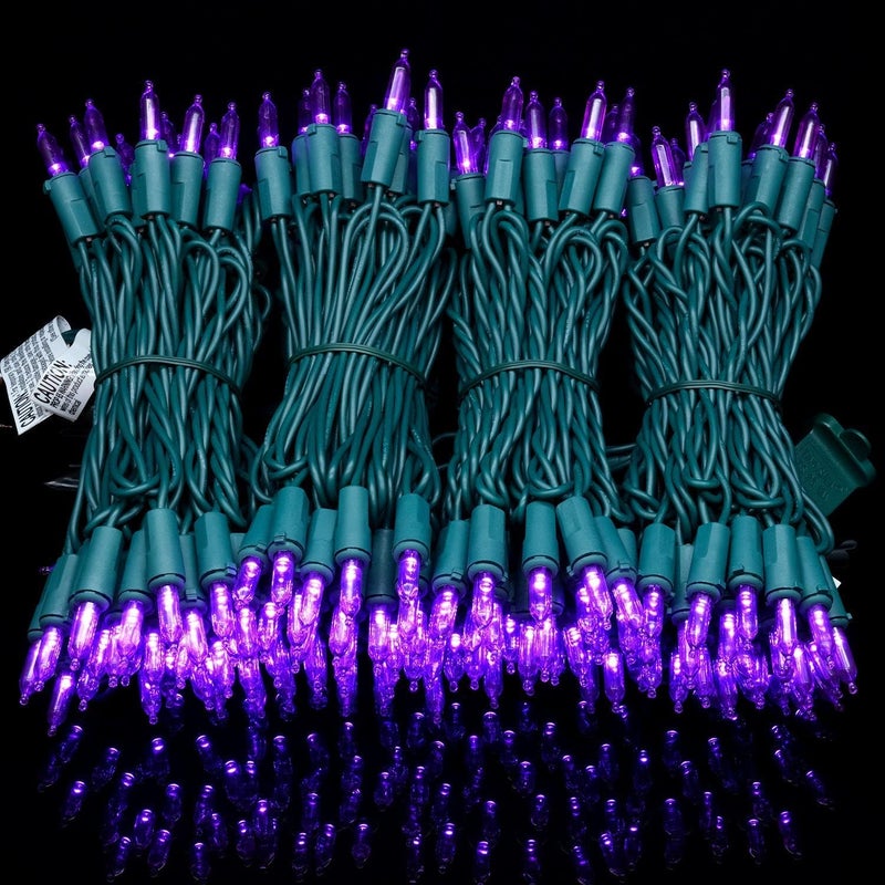 YULETIME 200 Count Purple LED Christmas Lights, 66 Feet Green Wire UL Certified Commercial Grade Holiday String Light Set (Purple) - Image 4