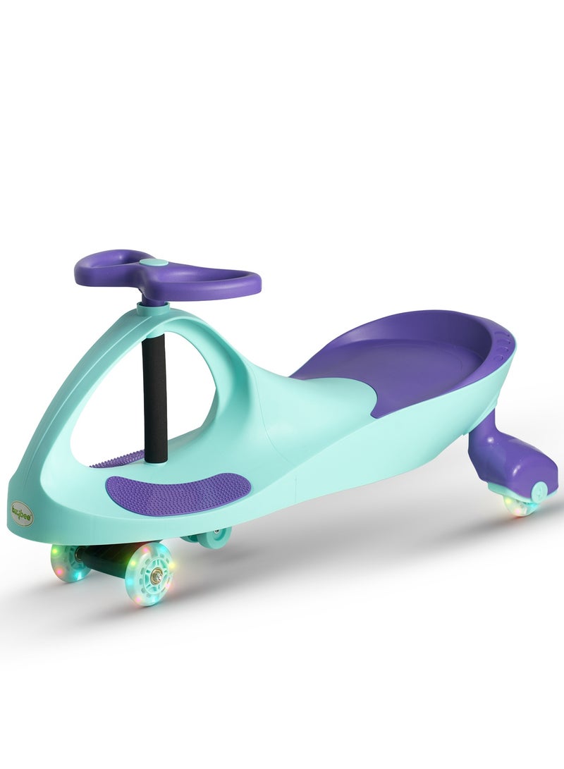 Baybee Unicorn Magic Car for Kids Push Ride On Baby Cars with Scratch Free Pu LED Wheels Push Cars Ride on Car for Kids Cars Ride on Toy Swing Cars for Kids 3+ Years Boys Girls Green Purple - Image 1