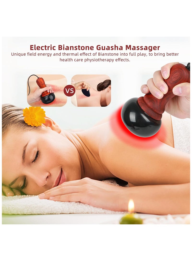 general Hot Stones for Massage with Adjustable Temperature Natural Bian Stone Gua Sha Scraping Massager Warmer Kit for Massage Home SPA Relaxation - Image 2