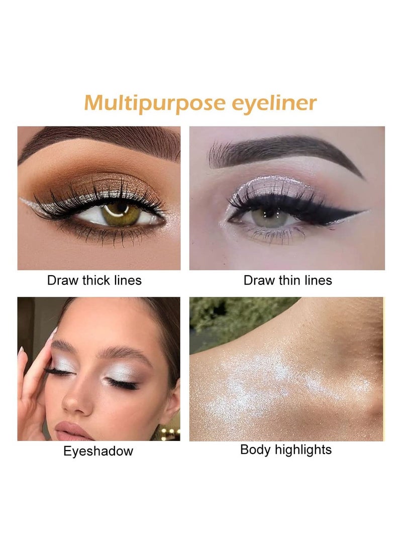 Waterproof Pearlescent White Gel Eyeliner 2pcs Smooth Application Highly Pigmented Smudge Resistant Makeup For Women - Image 3