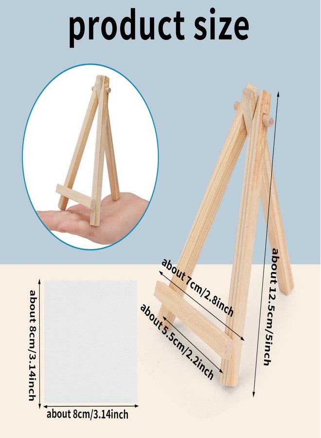 DODHEG 3 Inch Mini Canvas 5 Inch Mini Easel, 6 Pcs Small Painting Canvas with 6 Pcs Mini Easel, for Painting, Crafts, Photos etc - Image 2