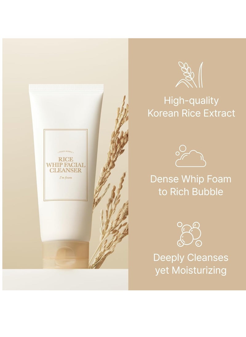 I'M FROM I'm from Rice Whip Facial Cleanser, low-pH Korean Rice Water Face Wash for sensitive, dry skin, Gentle Face Wash for Hydrating & Moisturizing, Creamy Lather, Makeup Remover (5.07 Fl Oz)  - Image 3