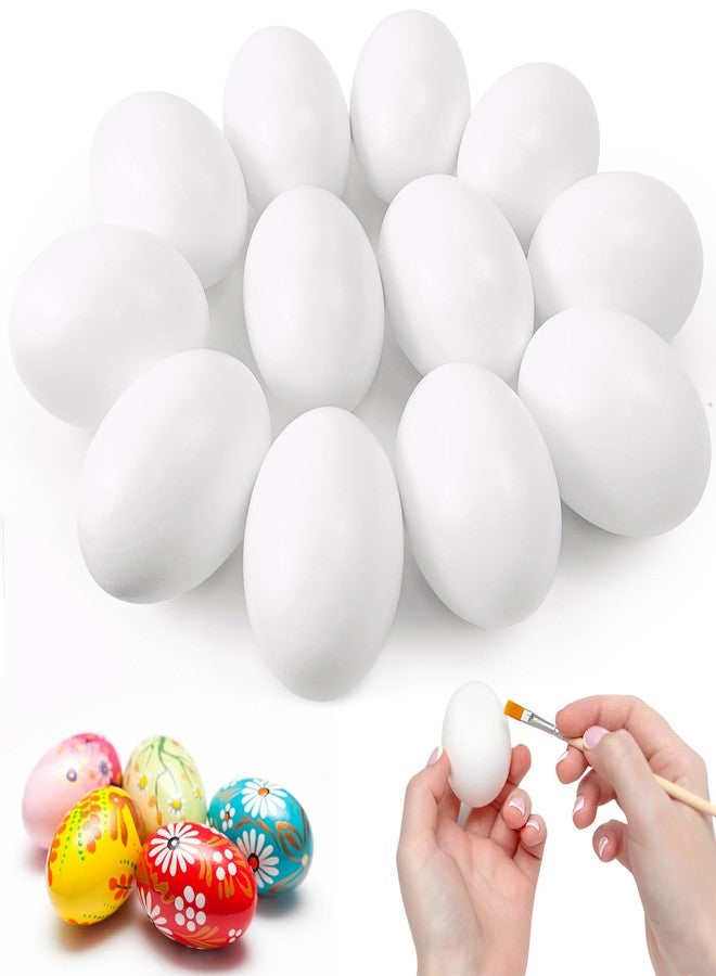 QMET 12 Pieces Wooden Fake Eggs, White Wooden Easter Egg Wood Eggs for Easter Crafts Home Decor, Great for Easter DIY Decorations - Image 1