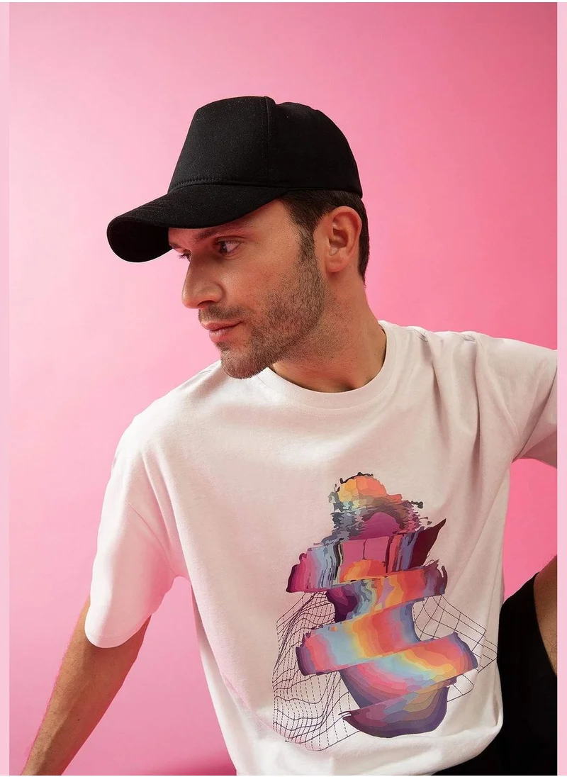 DeFacto Oversize Fit Colour Block Unicorn Print T-Shirt