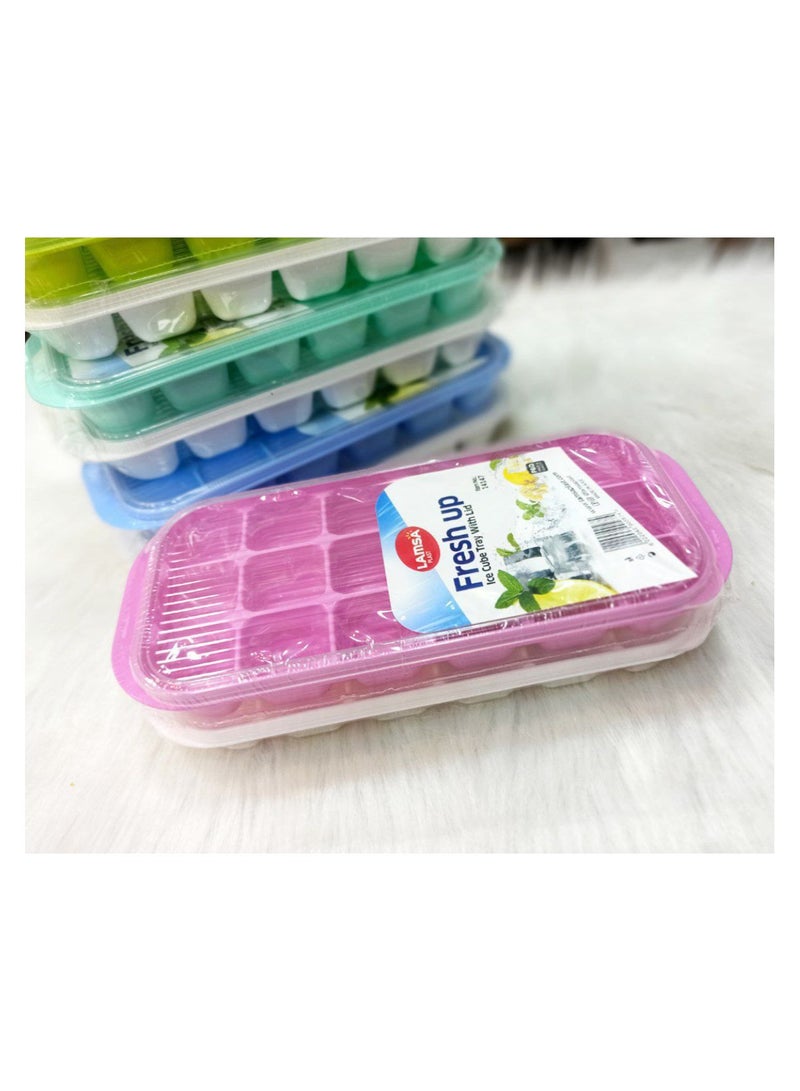 Lamsa 2-tier ice cube tray with lid, each tier contains 18 cubes to enjoy summer drinks at any time z - Image 1