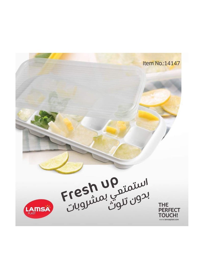 Lamsa 2-tier ice cube tray with lid, each tier contains 18 cubes to enjoy summer drinks at any time z - Image 2