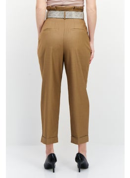 Couture Made For Vero Moda Women Regular Fit Belted Pants, Brown  - Image 4