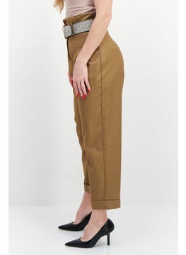 Couture Made For Vero Moda Women Regular Fit Belted Pants, Brown  - Image 3