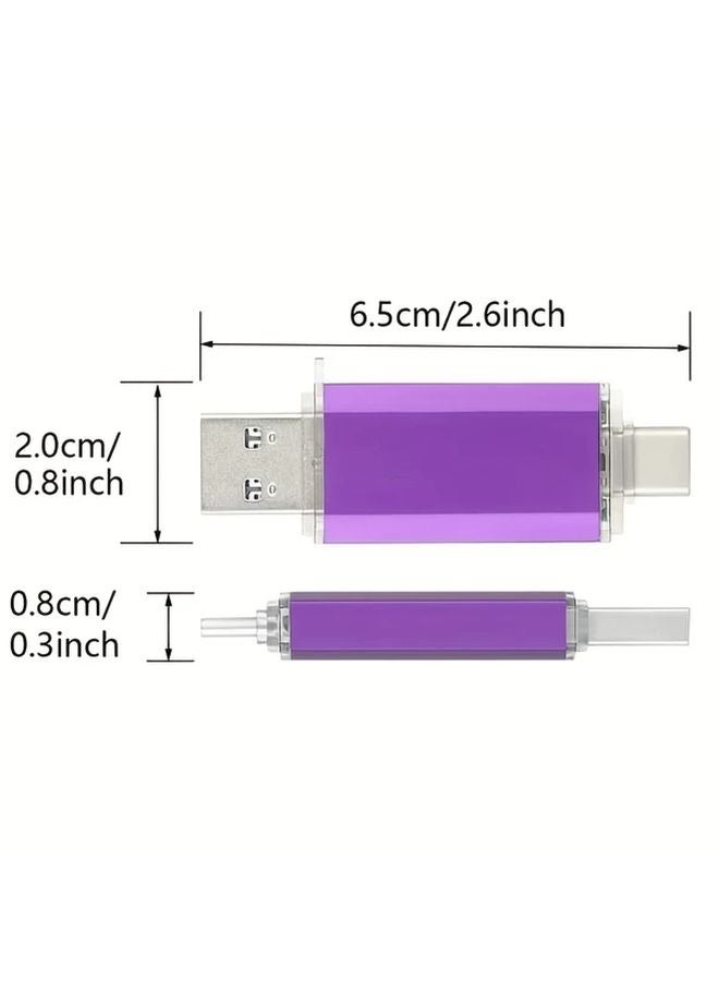 LANSTEN محرك أقراص فلاش USB C سعة 64 جيغابايت، سرعة الكتابة 3.1 تصل إلى 40-60‟ميجابايت/ثانية، للأجهزة والهواتف وأجهزة الكمبيوتر ذات منفذ USB C، اللون بنفسجي - Image 3