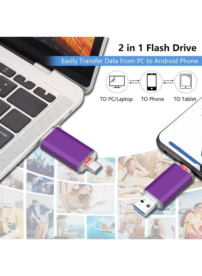 LANSTEN محرك أقراص فلاش USB C سعة 64 جيغابايت، سرعة الكتابة 3.1 تصل إلى 40-60‟ميجابايت/ثانية، للأجهزة والهواتف وأجهزة الكمبيوتر ذات منفذ USB C، اللون بنفسجي - Image 5