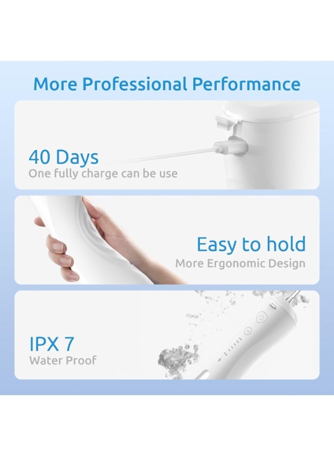 SYOSI Water Flosser [Dental Cordless Portable] 6 Modes & IPX7 Waterproof Rechargeable Oral Irrigator Water Teeth Cleaner Floss Pick, Home Use WaterFlossers for Braces Bridges/Gum Care (White) - Image 5