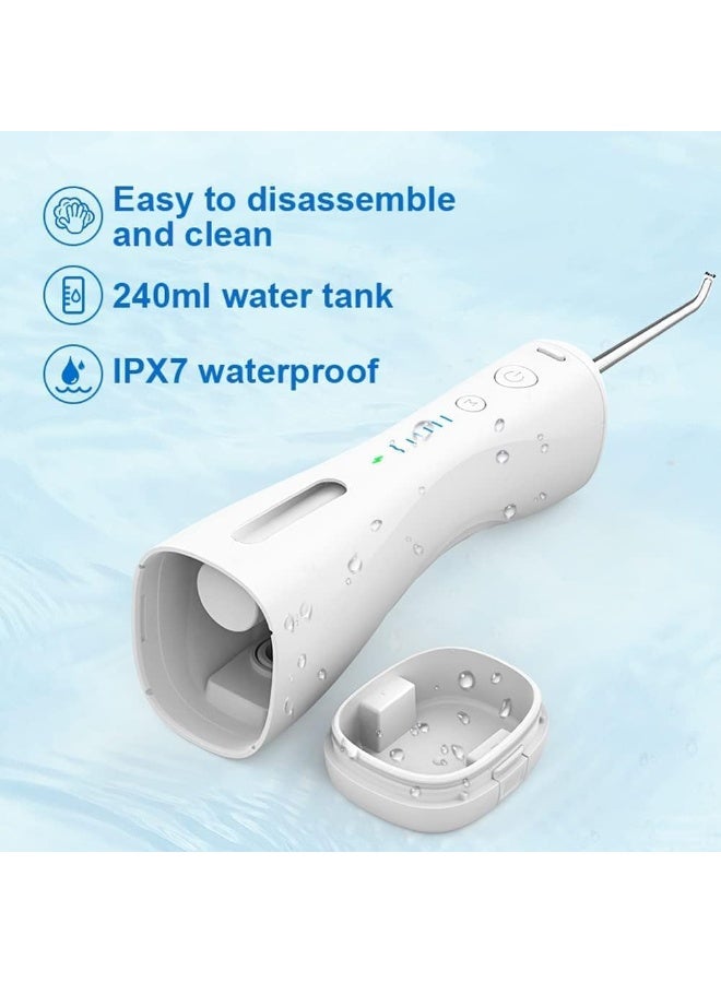 SYOSI Water Flosser [Dental Cordless Portable] 6 Modes & IPX7 Waterproof Rechargeable Oral Irrigator Water Teeth Cleaner Floss Pick, Home Use WaterFlossers for Braces Bridges/Gum Care (White) - Image 3