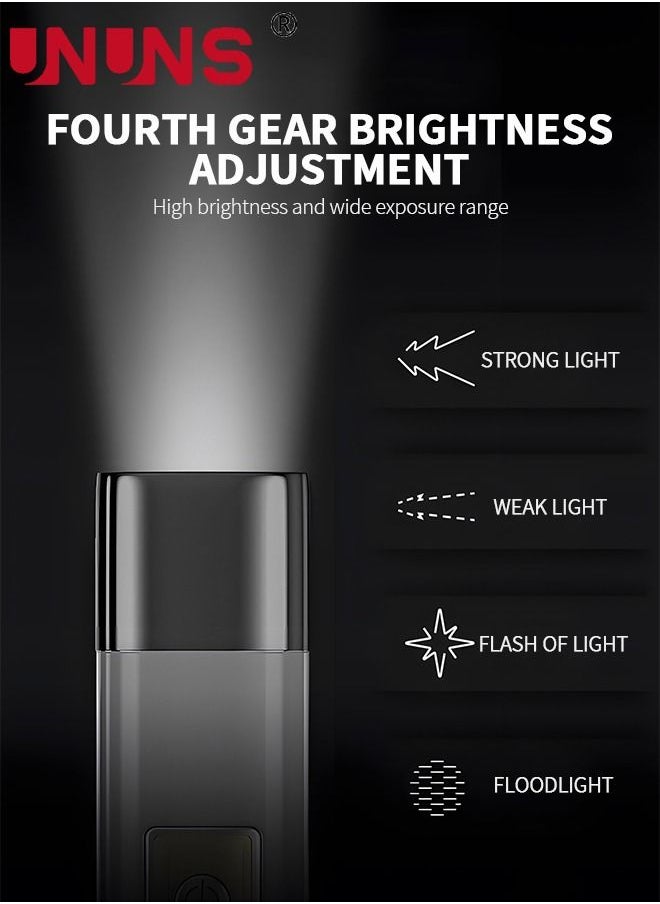 Multifunctional Portable LED Flashlight Super Bright High Light Zoomable Waterproof USB Torch with 4 Light Modes