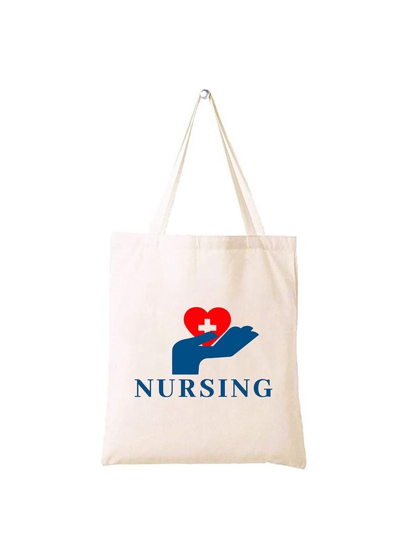 PRINTSHOP4ME Nurses Day Gift Cotton Bag-Printed Funny Nurse Idea Designs-Nurse Gift And Appreciation Gifts-Eco Friendly And Lightweight-For Event,Gift Pack And Students  - Image 1