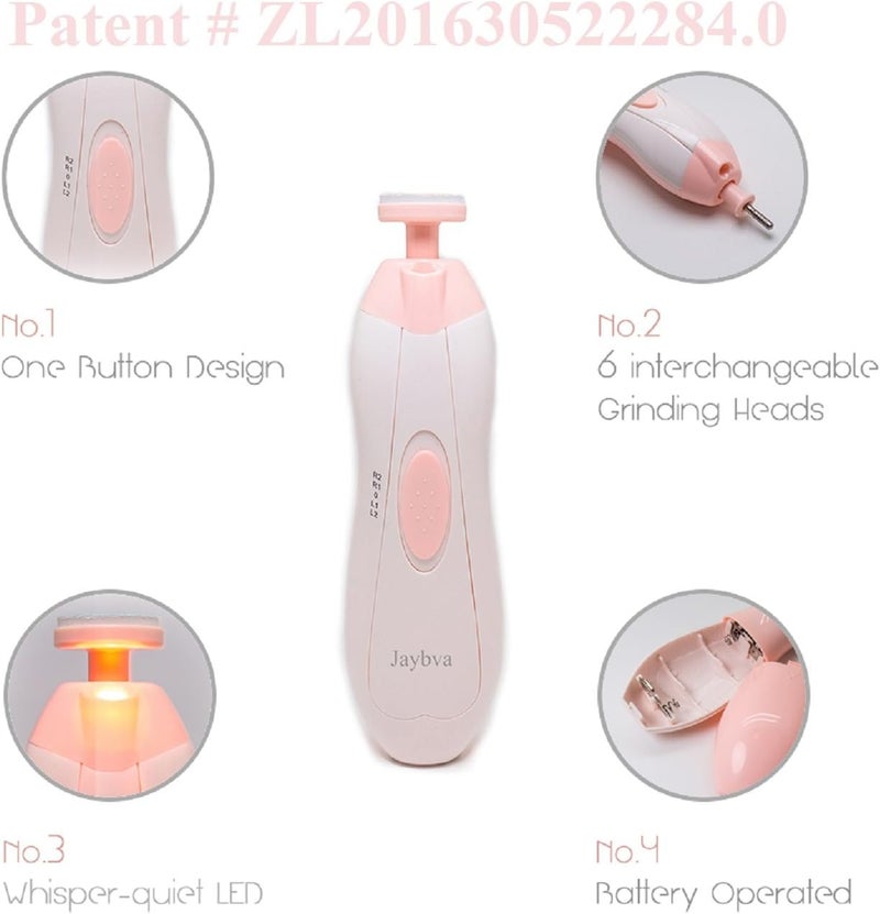 Jaybva Baby Nail File Electric Trimmer- Safe Baby Nail Clippers Nail Kit Automatic Manicure Set for Newborn Toddler Toes Fingernails Care Polish and Trim - Assorted Color - Image 2