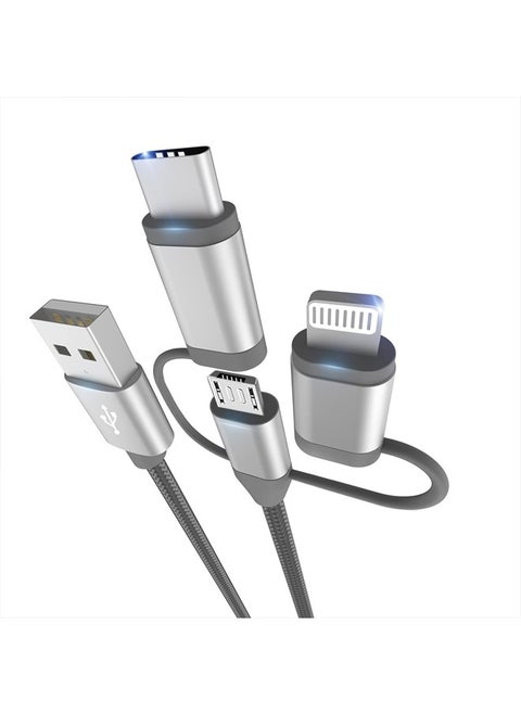 [Apple MFi Certified 3 in 1 Charging Cord Adapter with Lightning/Type-C/Micro USB Port Connectors for iPhone,iPad,Huawei, HTC,LG,Samsung Galaxy,Sony Xperia and More (1 Pack,3.4ft)
