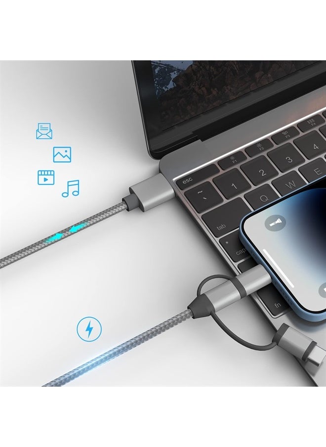 [Apple MFi Certified 3 in 1 Charging Cord Adapter with Lightning/Type-C/Micro USB Port Connectors for iPhone,iPad,Huawei, HTC,LG,Samsung Galaxy,Sony Xperia and More (1 Pack,3.4ft)