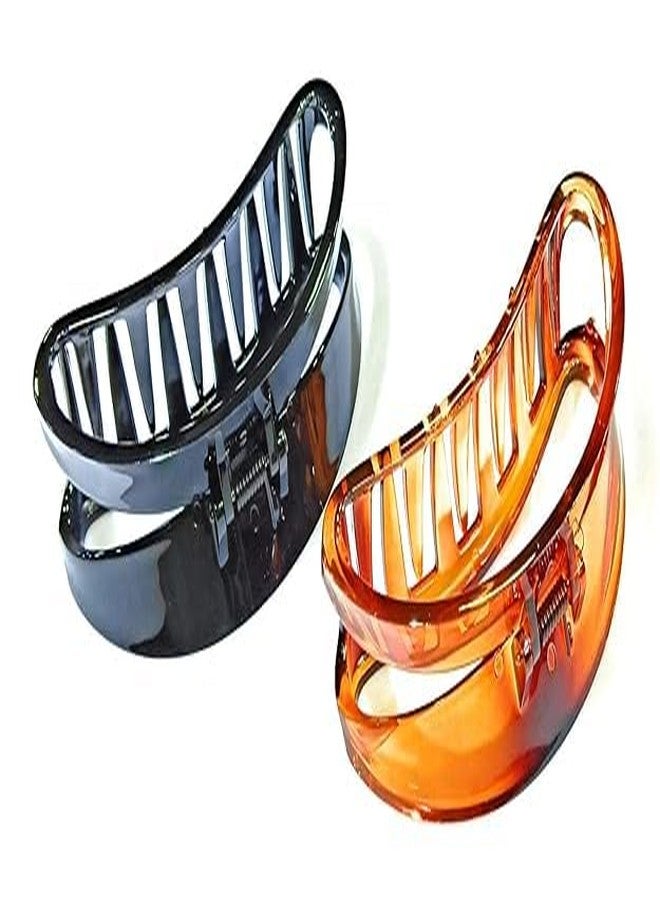 Shivashay Resin Plastic D Shape Big Hair Clutcher Clip/Claw for Women (4 Inches) - Set of 2 (Random Colour) - Image 3