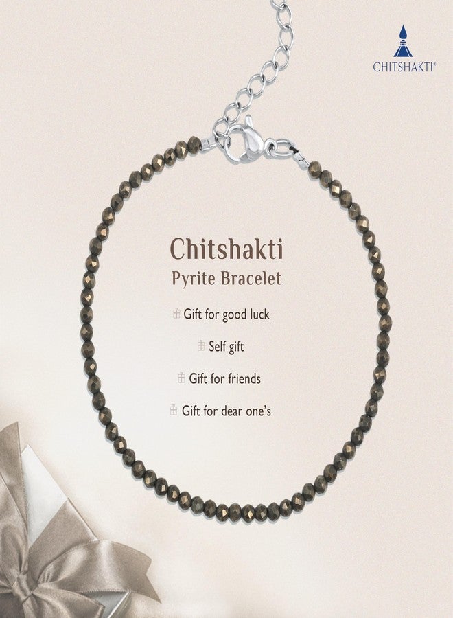 Chitshakti Semi Precious Stone Bracelet - Pyrite - 2mm | Beaded Bracelet for Money, Success & Positive Energy | Return Gifts for Guests - Image 3