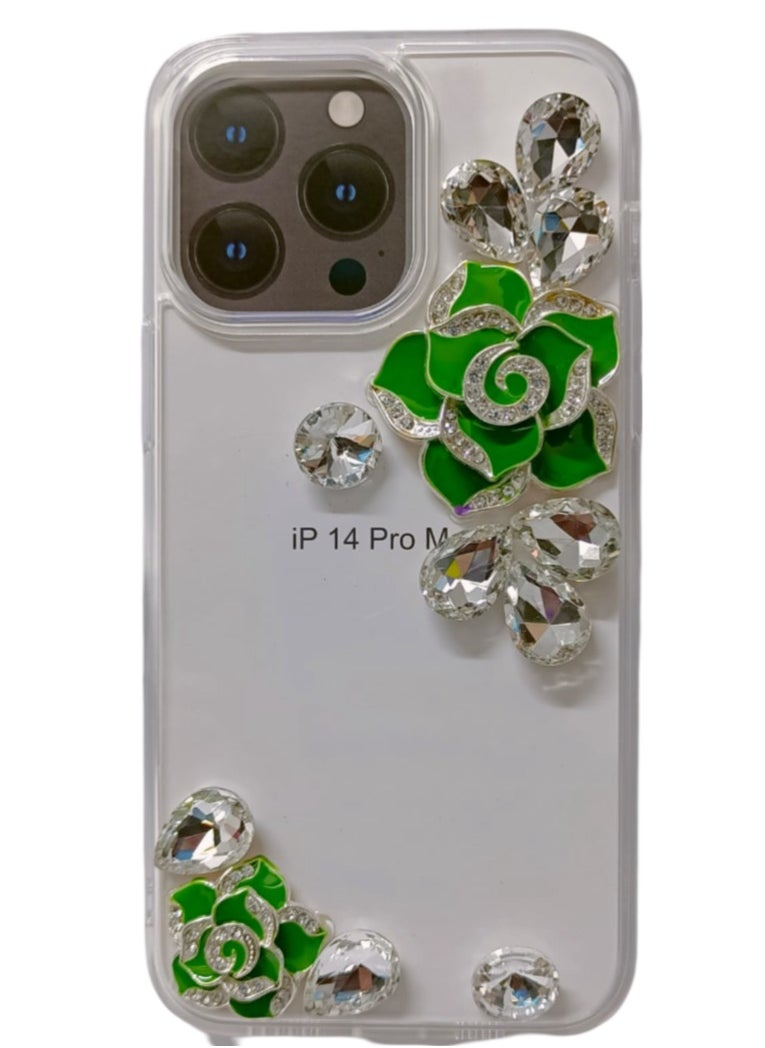 Generic - case Compatible for iPhone 14 Pro Max Sparkly Bling Diamond Rhinestones Luxury Cute Aesthetic Luxury Gems Camellia Soft Bumper Glitter 16 Case for Women Girls (for iPhone 14 Pro Max) - Image 1