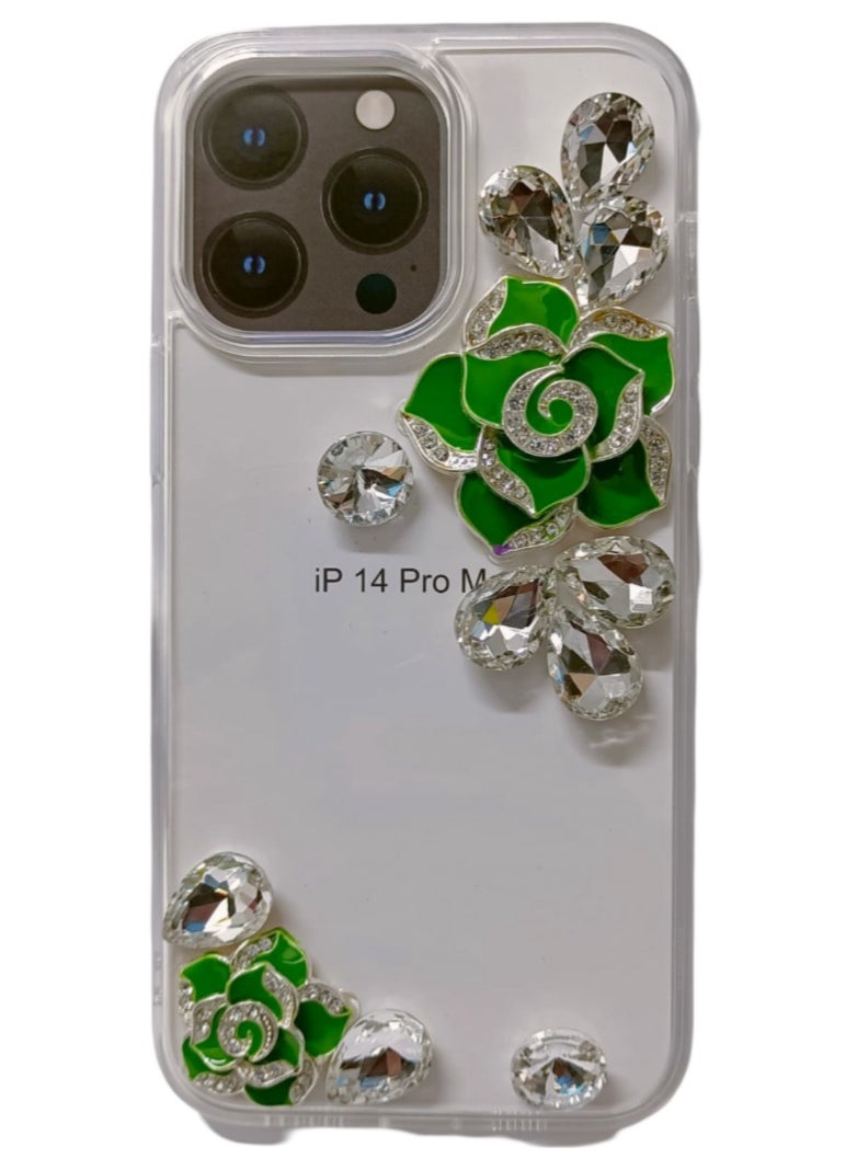 Generic - case Compatible for iPhone 14 Pro Max Sparkly Bling Diamond Rhinestones Luxury Cute Aesthetic Luxury Gems Camellia Soft Bumper Glitter 16 Case for Women Girls (for iPhone 14 Pro Max) - Image 1