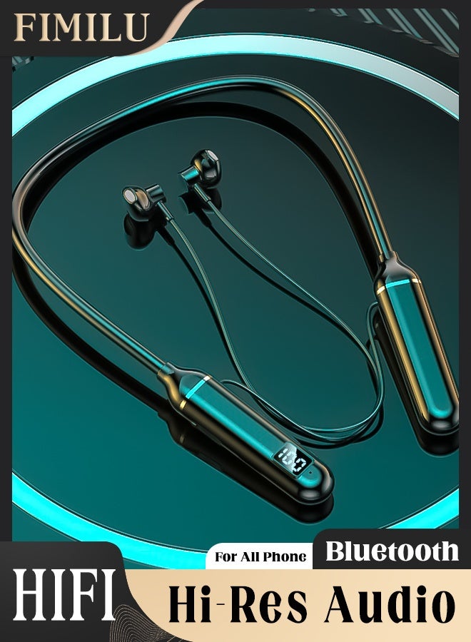 Wireless Bluetooth Neckband Headphones with Mic - Fast Charging & HIFI Sound Headset, Noise Cancelling Earbuds, Long Battery Life Earphones for iPhone/Android Earpods Gym Headphone Gaming Ear Buds Travel Earphone