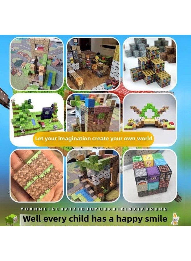 My Magnetic Cube Game World Magnet Peripheral Mini Boy Gift Puzzle Assembled Building Block Toy-Color:T011-the Gate Of The Truth-32 Pieces, Get 1 Doll Free  - Image 3