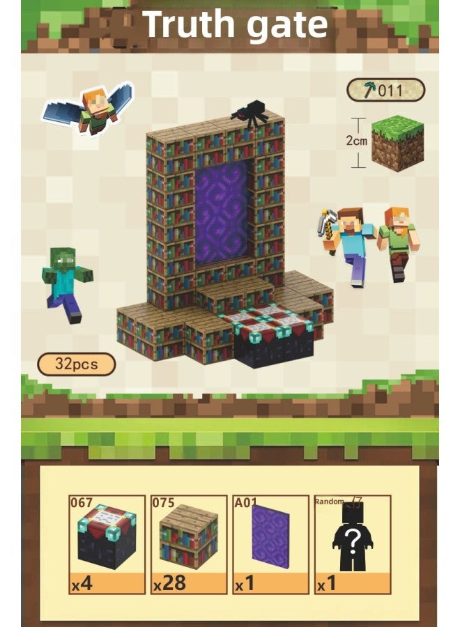 My Magnetic Cube Game World Magnet Peripheral Mini Boy Gift Puzzle Assembled Building Block Toy-Color:T011-the Gate Of The Truth-32 Pieces, Get 1 Doll Free  - Image 1