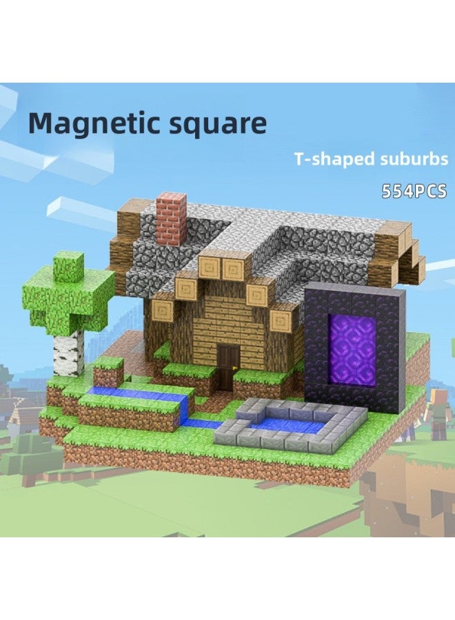 My Magnetic Cube Game World Magnet Peripheral Mini Boy Gift Puzzle Assembled Building Block Toy-Color:T011-the Gate Of The Truth-32 Pieces, Get 1 Doll Free  - Image 2