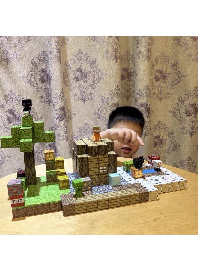 My Magnetic Cube Game World Magnet Peripheral Mini Boy Gift Puzzle Assembled Building Block Toy-Color:T011-the Gate Of The Truth-32 Pieces, Get 1 Doll Free  - Image 4