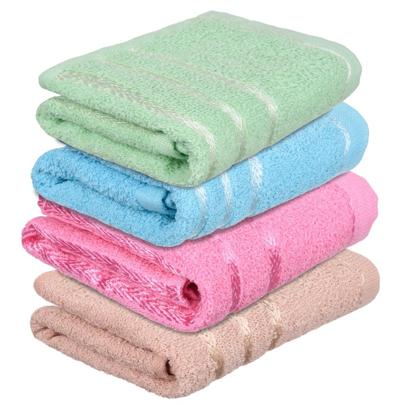 Kuber industries Face Towel | Towels for Facewash | Towels for Gym | Facewash for Travel | Towels for Daily use | Workout Hand Towel | Lining Design | 14x21 Inch | Pack of 4 | Multi - Image 1