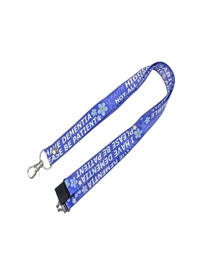 Inking House I have Dementia please be patient Lanyard & Key tag SET - neck strap, ID holder Forget me not hidden Disability, Purple - Image 3