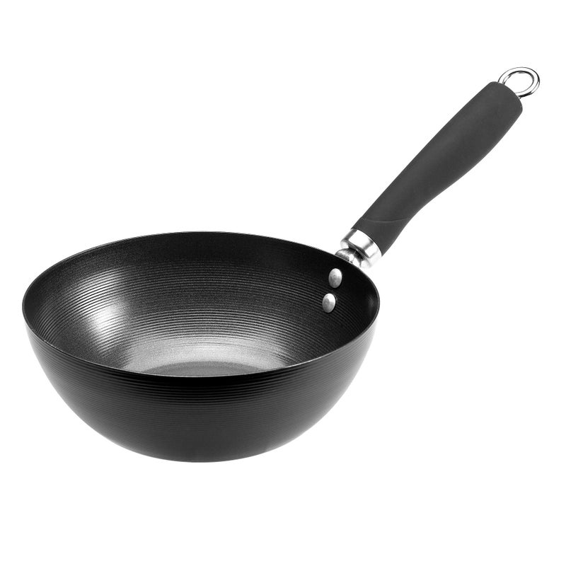 Ecolution Non-Stick Carbon Steel Wok with Soft Touch Riveted Handle, 8",Black - Image 1