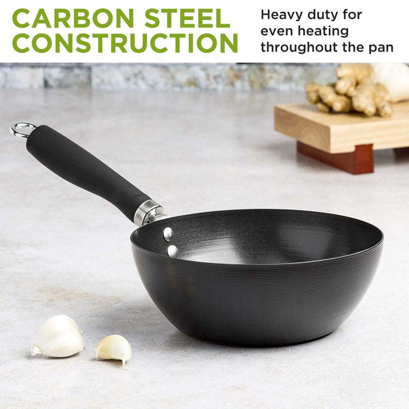 Ecolution Non-Stick Carbon Steel Wok with Soft Touch Riveted Handle, 8",Black - Image 3