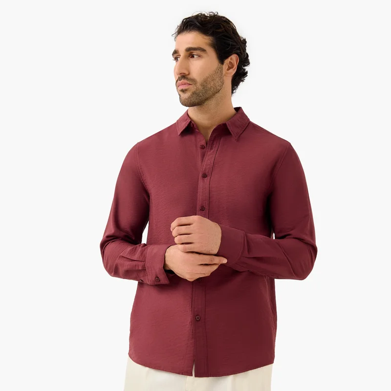 Splash FAV Regular Fit Crinkle Textured Collared Shirt