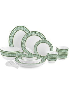 Cello Cello Opalware Solitaire Verde Dinner Set, 33 Pcs, Opal Glass White  - Image 1