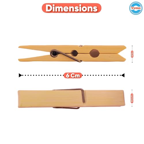 Vyaso 40-Pack Heavy-Duty Bamboo Cloth Clips 100% Natural Wood with Rust-Resistant Spring Strong Grip Multipurpose Pegs for Laundry, Crafts & Decoration - Image 2