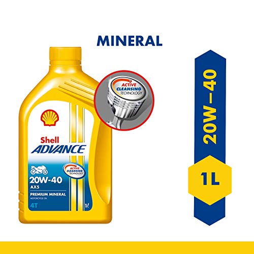 Shell Advance AX5 4T 20W-40 API SL Premium Mineral Motorbike Engine Oil (1 L) - Image 2