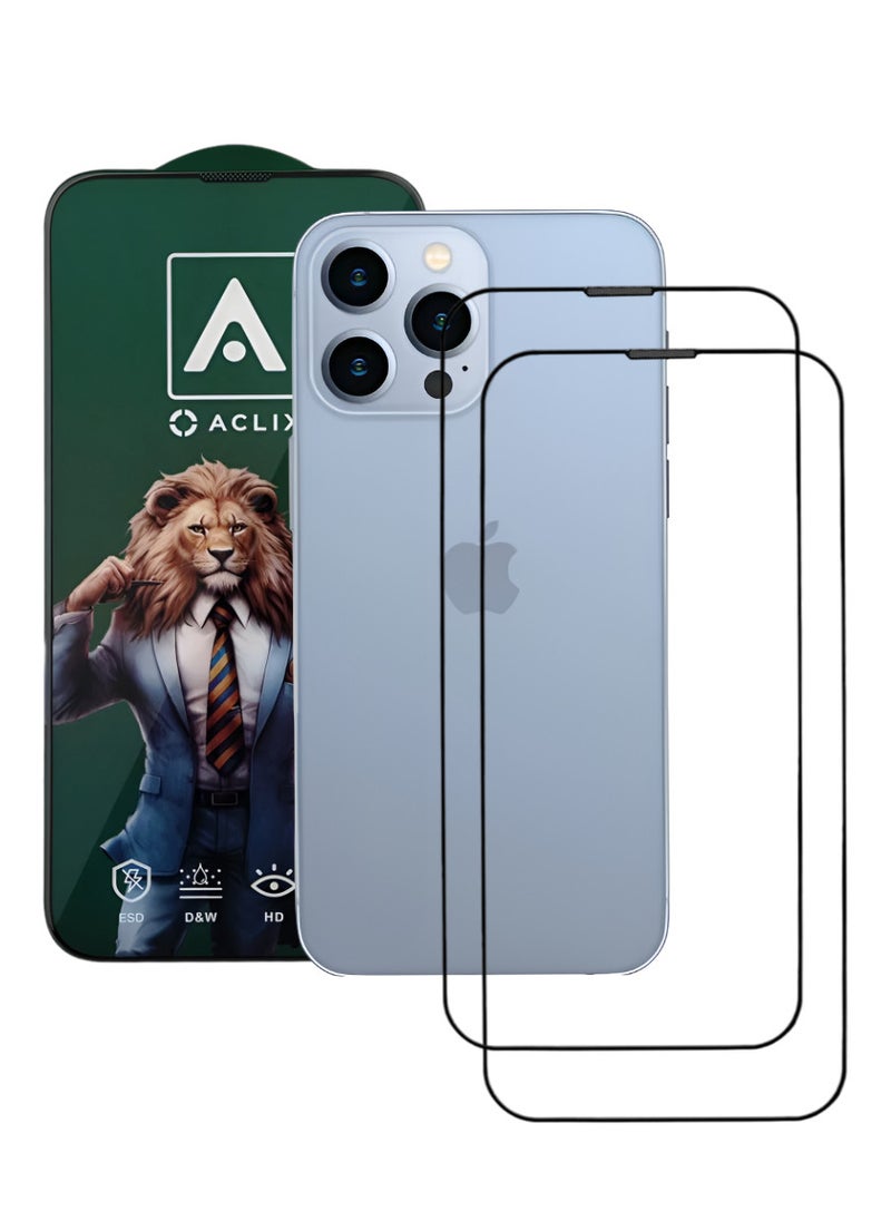 ACLIX 2 Pieces Antistatic ESD Dustproof Premium Quality High Definition Tempered Glass Screen Protector Designed For  iPhone 13 Pro Max - Image 1
