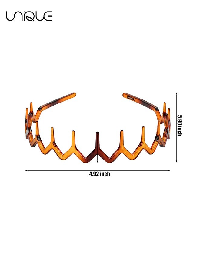 Unique 2 Pcs Headbands - Plastic Shark Tooh Hairbands for Women and Girls - Black and Brown Non-slip Comb Headbands for Sports, Work - Image 2