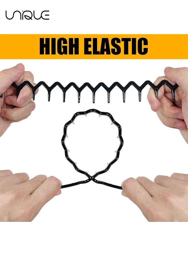 Unique 2 Pcs Headbands - Plastic Shark Tooh Hairbands for Women and Girls - Black and Brown Non-slip Comb Headbands for Sports, Work - Image 4